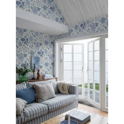 Boras Romantikus virágos kék vlies tapéta Alicia Blue 53 cm X 10 m