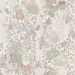 Boras Mókus mintás bézs vlies gyerek tapéta Charlie Multi 53 cm X 10 m