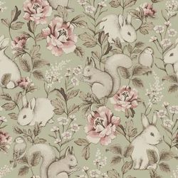 Boras Erdő állatai zöld vlies tapéta Magic Forest Green 53 cm X 10 m