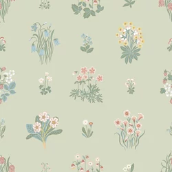 Boras Vintage virágos zöld vlies tapéta Ängsflora Green 53 cm X 10 m