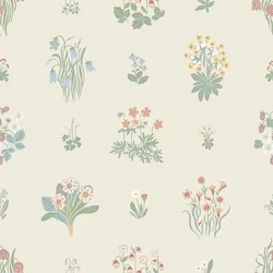 Boras Vintage virágos bézs vlies tapéta Ängsflora Beige 53 cm X 10 m