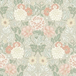 Boras Dália mintás zöld vlies tapéta Dahlia Garden Multi 53 cm X 10 m