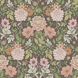 Boras Dália mintás zöld-rózsaszín vlies tapéta Dahlia Garden Multi 53 cm X 10 m