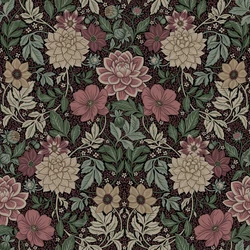 Boras Dália mintás sötétbarna-rózsaszín vlies tapéta Dahlia Garden Multi 53 cm X 10 m