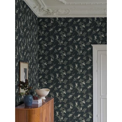 Boras Virágindás skandináv fekete vlies tapéta Floral Tree Black 53 cm X 10 m