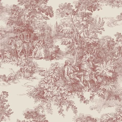 Boras Klasszikus toile mintás piros vlies tapéta Toile de Jouy Red 53 cm X 10 m