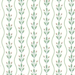 Boras Hullámos skandináv zöld vlies taptéa Flower Buds Green 53 cm X 10 m