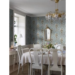 Boras Klasszikus virágcsokros kék vlies tapéta Tullgarn Blue 53 cm X 10 m