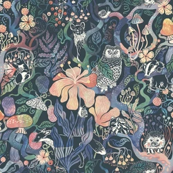 Boras Varázslatos erdő fekete vlies gyerek tapéta Magic Woods Multi 53 cm X 10 m