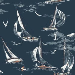 Boras Vitorlás világoskék vlies tapéta Sailboats Blue 53 cm X 10 m
