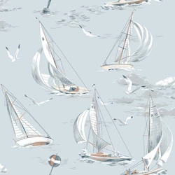 Boras Vitorlás sötétkék vlies tapéta Sailboats Blue 53 cm X 10 m