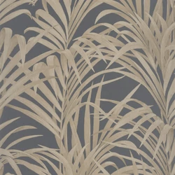 Casadeco Páfrány mintás fekete vlies tapéta Louise Fougeres Noir Or 53 cm X 10 m