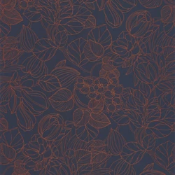 Casadeco Elegáns levél mintás sötétkék vlies tapéta 1930 Gravure Bleu/Cuvre 53 cm X 10 m