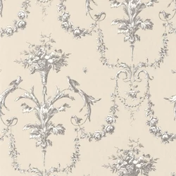 Casadeco Klasszikus ornamentikás bézs-fekete vlies tapéta Corne D'Abondance Noir Fusain 53 cm X 10 m