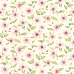 Casadeco Romantikus virág mintás rózsaszín vlies tapéta Clematites Rose Anglais 53 cm X 10 m