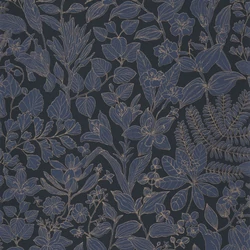 Casadeco Botanikai mintás modern sötétkék vlies tapéta Esquisse Bleu Encre 53 cm X 10 m
