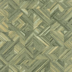 Casadeco Geometriai mintás 3D hatású sárgás zöld vinyl tapéta Paille Vert Sauge 53 cm X 10 m