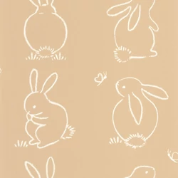 Casadeco Nyuszi rajzos barna vlies tapéta Funny Bunny Beige Camel 53 cm X 10 m