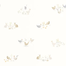 Casadeco Farm állatos bézs vlies tapéta Companions Of Tha Farm Naturel 53 cm X 10 m