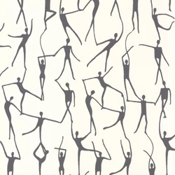 Casadeco Modern fehér-fekete vlies tapéta táncosokkal Alberto Noir Gravure 53 cm X 10 m