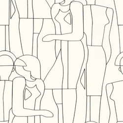 Casadeco Fehér-fekete modern mintás vlies tapéta Model Noire Gravure 53 cm X 10 m