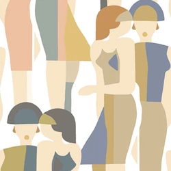 Casadeco Divatos zöld-barna vlies tapéta elegáns női mintával Fashion Week Multico Fond Blanc 53 cm X 10 m