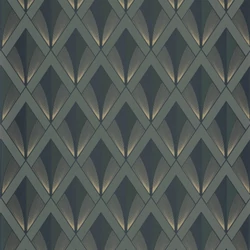 Casadeco Art deco elegáns arany-keki zöld vlies tapéta Chrysler Vert Kaki 53 cm X 10 m