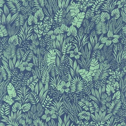 Casadeco Egzotikus levélmintás kék-zöld vinyl tapéta Napa Valley Indigo/Menthe 53 cm X 10 m