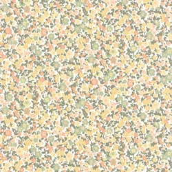 Casadeco Apró virág mintás romantikus zölds-sárga vlies tapéta Pansy Kaki/Corail/Jaune 53 cm X 10 m