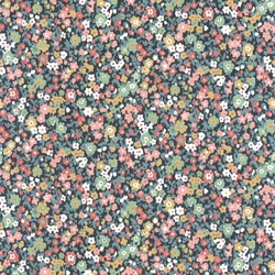 Casadeco Apró virág mintás romantikus sötétkék-rózsaszín vlies tapéta Pansy Bleu Nuit/Rose 53 cm X 10 m