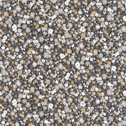 Casadeco Apró virág mintás romantikus fekete-barna vlies tapéta Pansy Noir/Camel 53 cm X 10 m