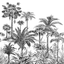 Casadeco Pálmafás fekete-fehér vlies poszter tapéta Nicoya Noir Fusain 200 cm X 2,5 m