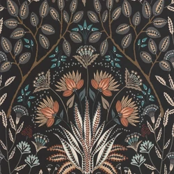 Casadeco Klasszikus fekete vlies tapéta virágos ornamentikával Lords Noir Reglisse 53 cm X 10 m