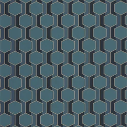 Casadeco Sötétkék-arany geometriai mintás vlies tapéta Hamilton Bleu Paon 53 cm X 10 m