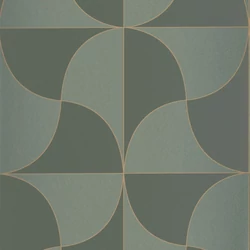 Casadeco Absztrakt mintás elegáns zöld vlies tapéta szatén fénnyel Virevolte Vert Taiga 53 cm X 10 m