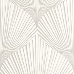 Casadeco Legyező mintás 3D hatású törtfehér vlies tapéta Semiramis Blanc Coton 53 cm X 10 m