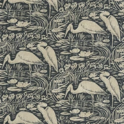 Casadeco Vintage sötétkék vlies tapéta gém madarakkal Euphrate Encre/Naturel 53 cm X 10 m