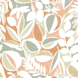 Casadeco Nagyméretű levélmintás terrakotta-zöld vlies poszter tapéta Place Des Lices Terracotta/Pin 210 cm X 3,1 m