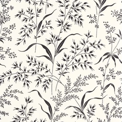 Casadeco Fűszál mintás fekete-fehér vlies tapéta Grass Field Fusain 53 cm X 10 m