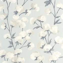 Casadeco Gyapotvirág mintás kék vlies tapéta Cotton Flower Bleu Acier 53 cm X 10 m