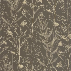 Casadeco Mezei virág mintás sötétbarna vinyl tapéta Prairie Noir Fusain/Ocre 53 cm X 10 m