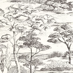 Casadeco Fa mintás fekete-fehér vinyl tapéta Littoral Noir Fusain 53 cm X 10 m