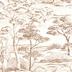 Casadeco Fa mintás fehér-terrakotta vinyl tapéta Littoral Terracotta 53 cm X 10 m