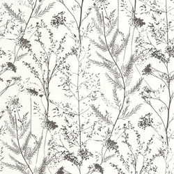 Casadeco Mezei virág mintás fekete-fehér vinyl tapéta Prairie Reglisse 53 cm X 10 m