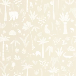 Casadeco Állatos dzsungel mintás bézs vlies tapéta Poetic Jungle Lin 53 cm X 10 m