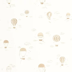 Casadeco Hőlégballonos barna-fehér vlies tapéta Balloons In The Clouds Camel 53 cm X 10 m