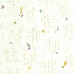 Casadeco Apró madár mintás zöld vlies tapéta Tropical Birds Vert Amande 53 cm X 10 m