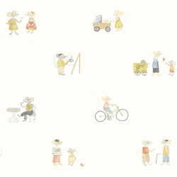 Casadeco Egérkés színes vlies tapéta Neighbors Of The Village Multicolore 53 cm X 10 m