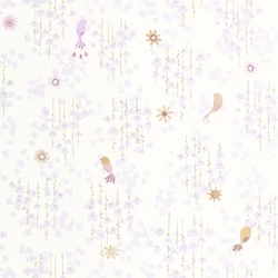 Casadeco Apró madár mintás lila vlies tapéta Tropical Birds Parme 53 cm X 10 m