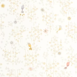 Casadeco Apró madár mintás drapp vlies tapéta Tropical Birds Naturel 53 cm X 10 m